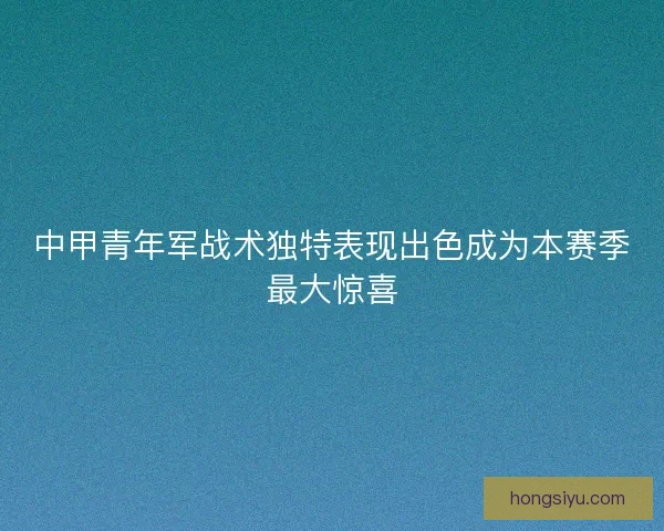 中甲青年军战术独特表现出色成为本赛季最大惊喜